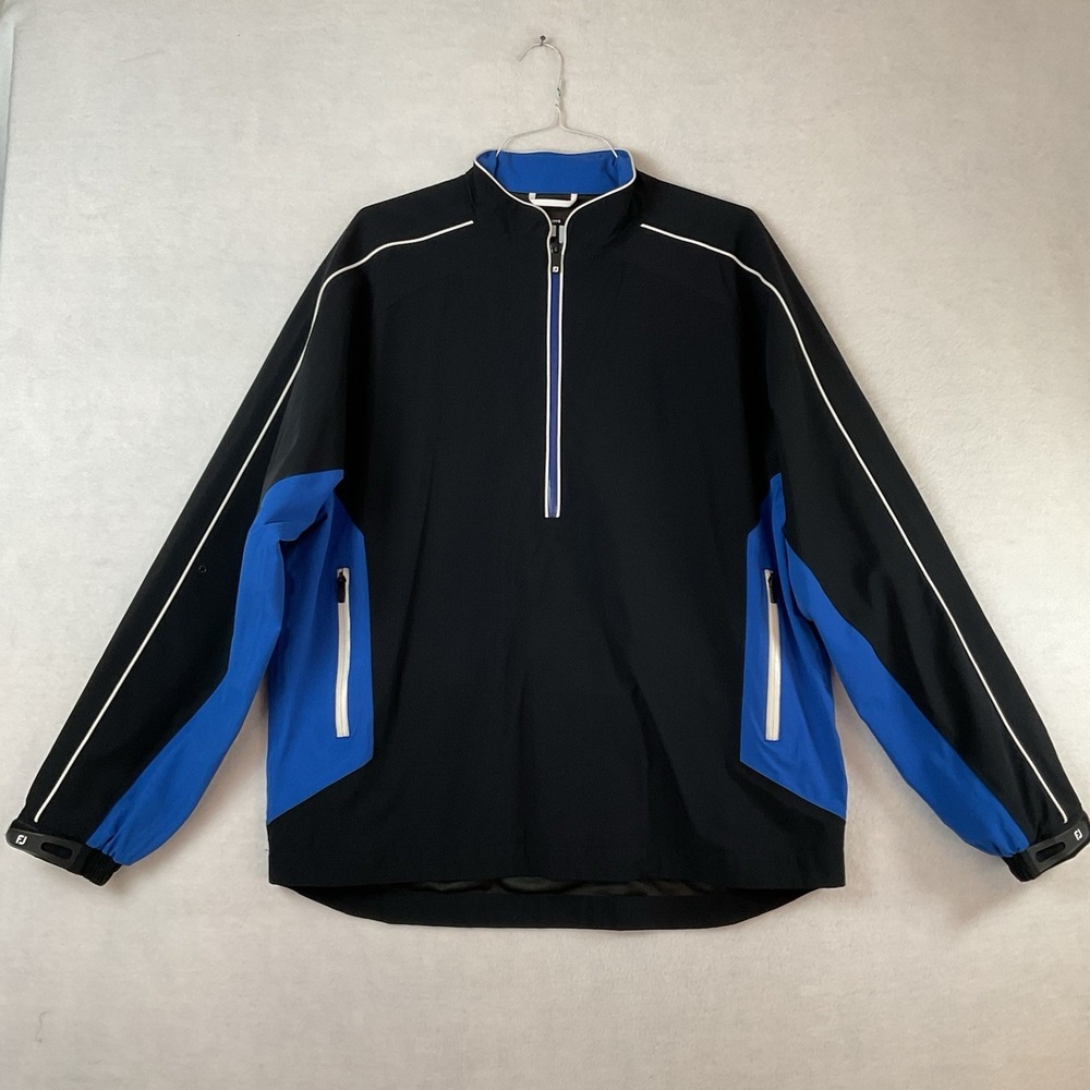 FootJoy DryJoys‎ Tour Collection Windshirt Mens L Black 1/2 Zip Pullover READ